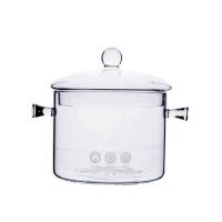 China Borosilicate Heat Resistant 1500ml Saucepan Glass Cooking Pot for sale