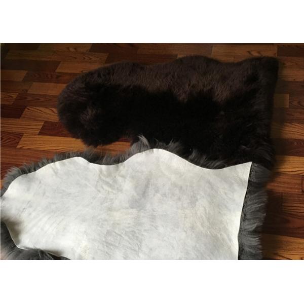Quality Real Sheepskin Rug Natural Long Black Wool Merino Lamb Fur Flooring Cover for sale
