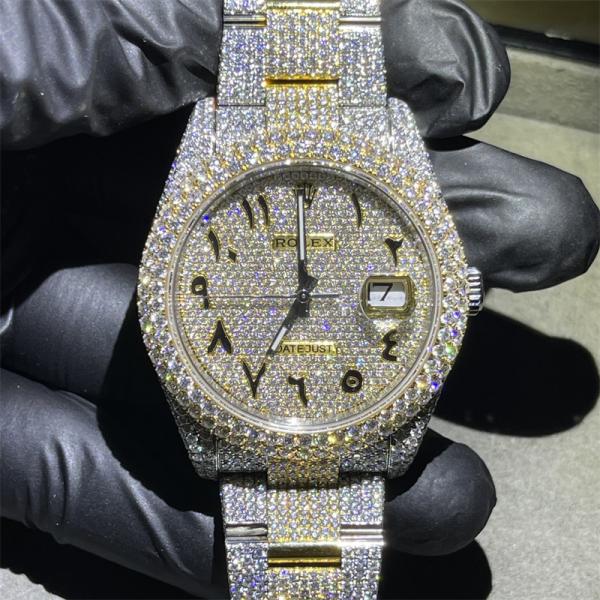 Quality High End Jewelry Moissanite Diamond Watch Rolex 2824 Natural Diamond Watch for sale
