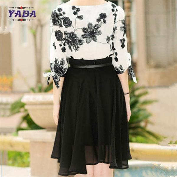 Quality Fashion set contrast floral embroidery blouse skirt old ladies clothing 2018 for sale