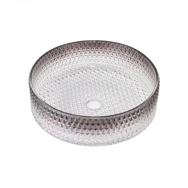 Quality Round Bathroom Vanity Bowls Clear And Black Edge Beveled Drain Hole for sale