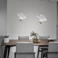 Quality 3D Glass Material LED Pendant Light Butterfly Decoration for Restaurant for sale