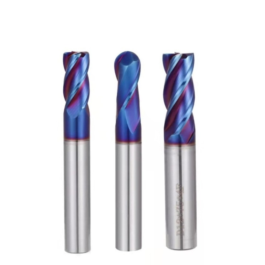 China Blue Nano Coating Carbide End Mill Cutter HRC65 for sale