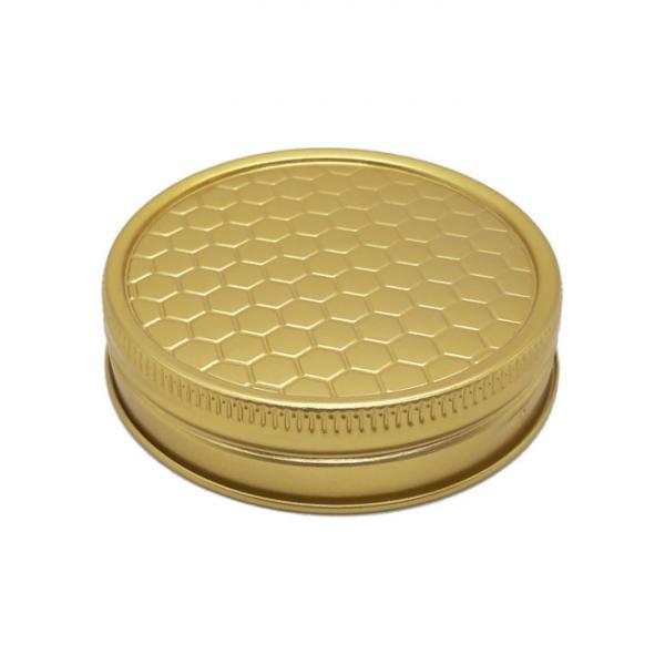 Quality Aluminum Honeycomb Pattern Gold 65mm Honey Bottle Cap for sale