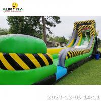 China Outdoor Inflatable Water Slide Green Inflatable Bouncer Slide With Pool factory