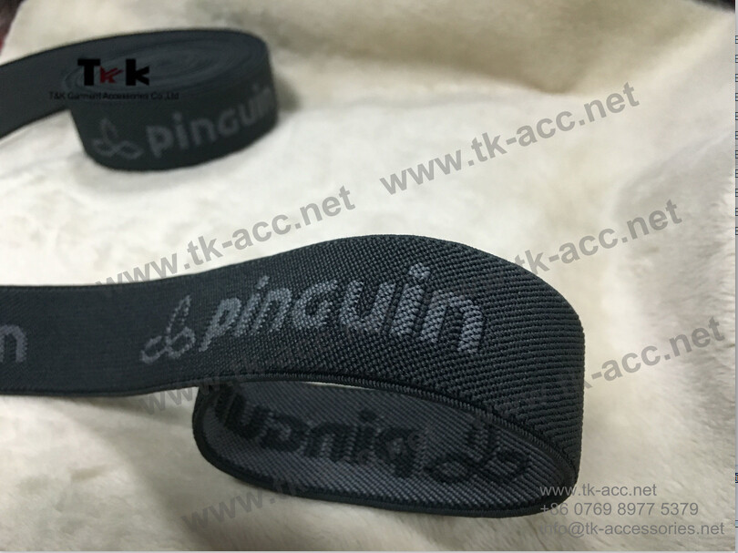 China Black Color Knitted Jacquard Elastic Band Silicone Elastic Tape For Clothing factory