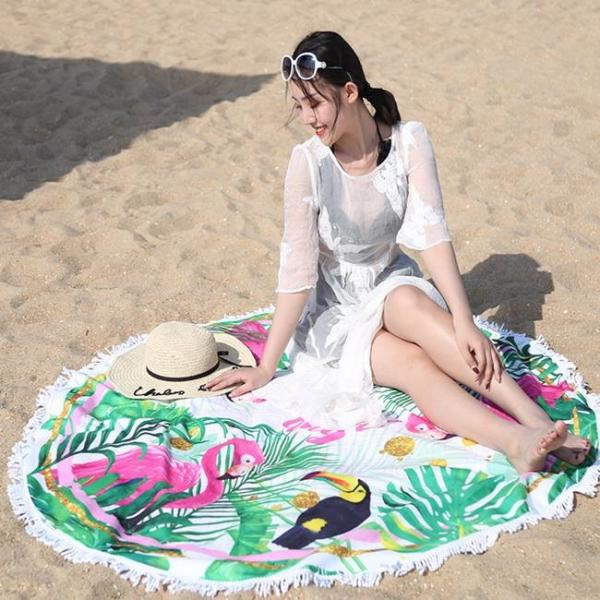 Quality Large Custom Microfiber Beach Towels Tropical  Round For Swimming for sale