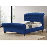 China OEM Luxurious Ottoman Blue Velvet King Size Bed Frame high durability factory