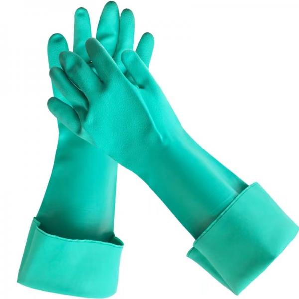 Quality Green Chemical Nitrile Glove 18 Inches  22mil Unflocked Industrial Nitrile Glove for sale