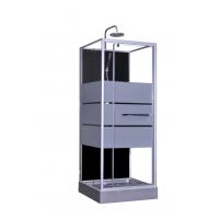 China Fashion Pivot Door， Corner Shower Stalls , Square Shower Cabin with Grey acrylic tray factory