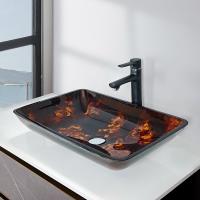 Quality Modern Rectangle Shape Wash Basin Russet Color Black Rectangle Vessel Sink for sale