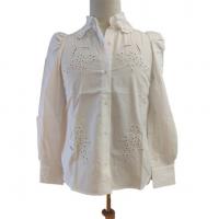 China Women Turn Down Collar Algodon White Puff Sleeve Blouse for sale