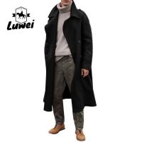 China Winter Outerwear Classictrench Breasted Plaid Utility Long Trench Coat Slim Fit Single Long Breasted Men Jacket factory