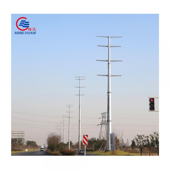 Quality 14m Steel Utility Pole Power Transmission , Galvanized Tubular Steel Pole for sale