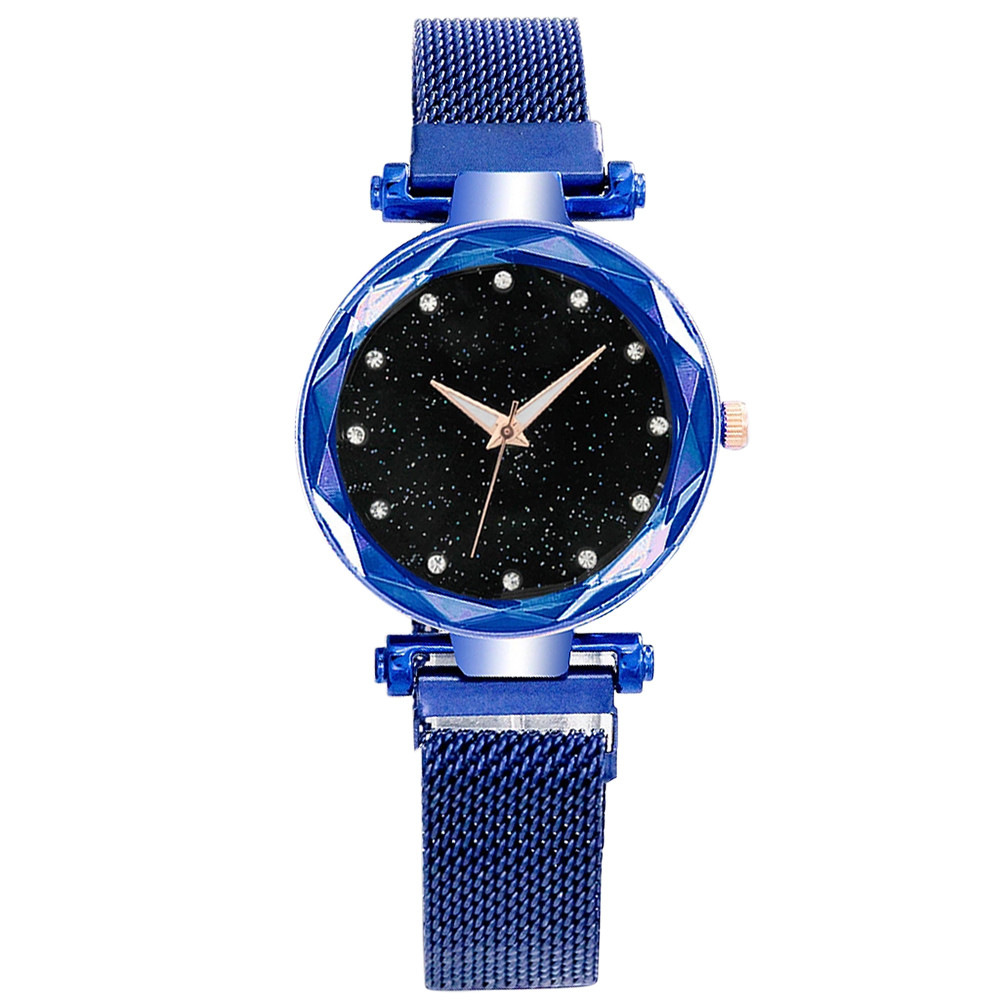 China Ladies Luxury Quartz Watch Steel Magnet Starry Sky Clock Quartz Wristwatch Women Watches Starry Sky Watch for sale