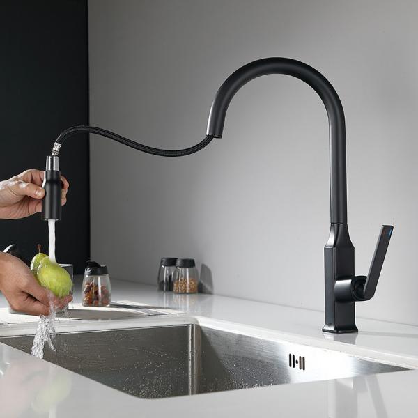 Quality Single Handle Pull Down Sprayer Kitchen Faucet Mixer With Two Function Sprayhead for sale