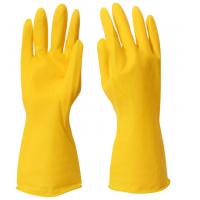Quality Flocked Lining House Cleaning Gloves 32CM Latex Yellow Gloves for sale