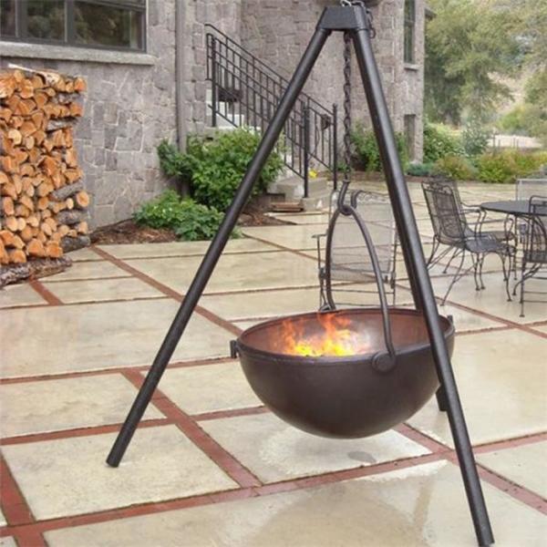 Quality Outdoor Camping Cooking Corten Steel Fire Pit Cauldron With Tripod Stand for sale