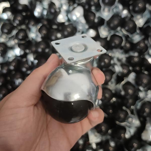 Quality 50mm Diameter Black Plastic Top Plate Ball Casters With Side Brake for sale