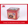 China Food grade Tinplate Metal Square Coffee Tins Box Containers With Hinged Lid factory
