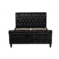 China Luxury Silver Black Fabric Crushed Velvet Sleigh Bed Frame Double King Size factory