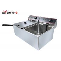 China 6.5kw Commercial Kitchen Cooking Equipment 2 Tank 11L Stainless Steel Deep Fryer factory