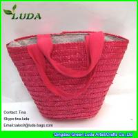 China LUDA wholesale name brand purses small handbags pink wheat straw bags for sale