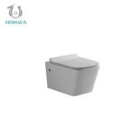 Quality High End European Ceramic Wall Hung Toilet With Rimless Square Shape Water Closets for sale