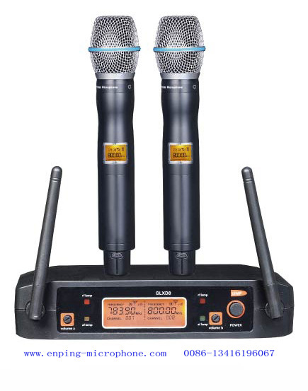 China LS-D8 wireless microphone system UHF IR selectable frequency PLL  small microphone SHURE copy factory