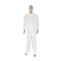Quality White Non Woven Disposable Lab Gown With Zipper Elastic Cuffs Collar for sale