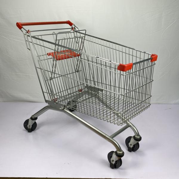 Quality Warehouse Supermarket Zinc Metal Shopping Cart 210L European Style for sale