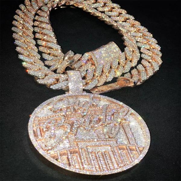 Quality 1 Inch VVS Moissanite Pendant Charm 18k Hip Hop Diamond Necklace Letter Name for sale