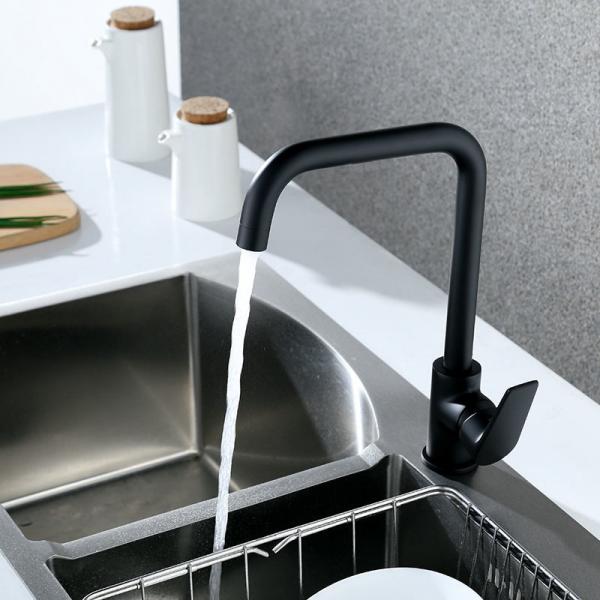Quality SS Spout Single Handle Kitchen Faucet Chrome Finish Hot Cold Water Mixer Tap for sale