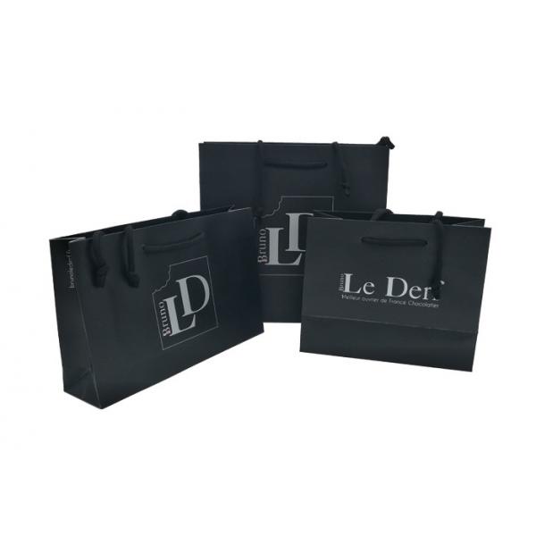 Quality Black Sustainable Personalised Paper Bags , Paper Shopping Bags With Handles for sale