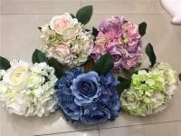 China Artificial Plant&amp;Flowers Rose Holding Flowers 14 Heads Hydrangea Wedding Party Vase Decor factory