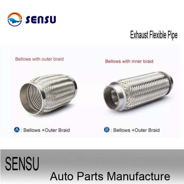 Quality 2inch*8inch Double Braids Car Exhaust Flex Pipe Exhaust System Parts for sale