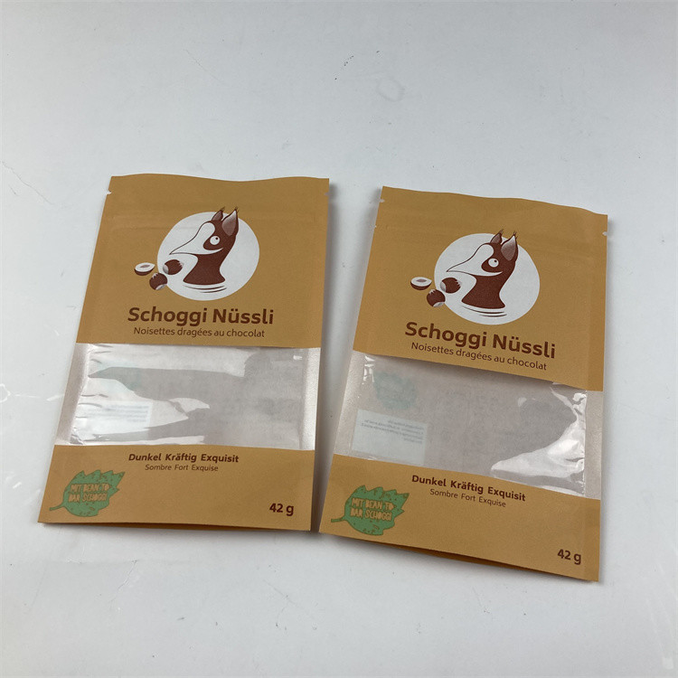 China Recycled Customized Resealable Stand Up Pouches Pet Food Packaging Brown Kraft factory