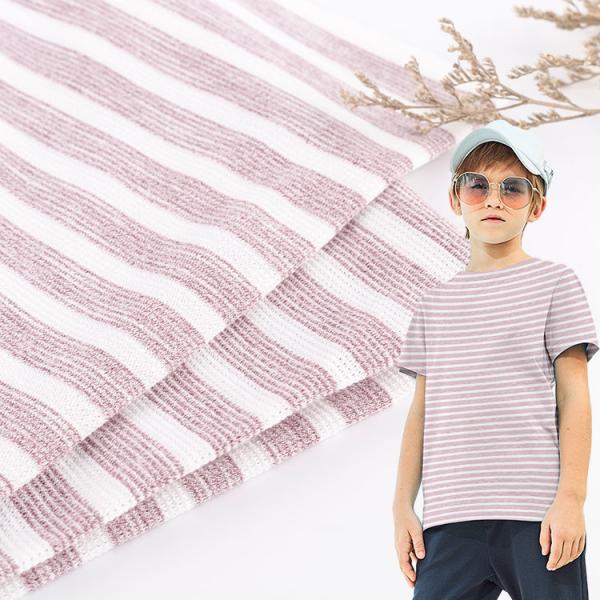 Quality T-Shirt Textured Stripe Fabric , Cotton 160gsm Yarn Dyed Stripe Fabric for sale