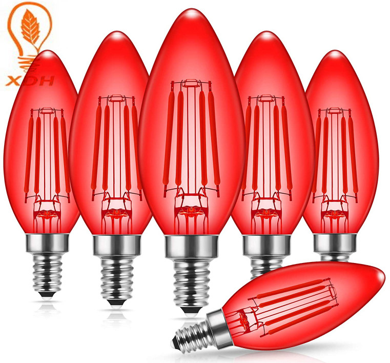 China 4W Red Colored Edison Bulbs 2400K C35 E12 Party Red Candelabra Light Bulb for sale