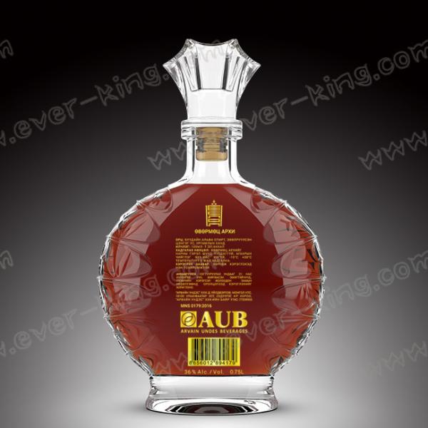 Quality SGS Oval 500ml High Flint Whiskey Glass Bottle for sale