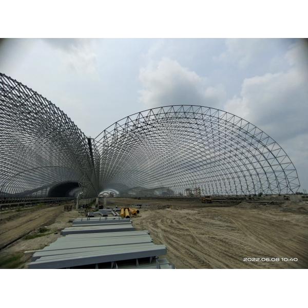 Quality Mid Grey Paint Light Glass Frame 100-300m Steel Truss Structure Bending for sale