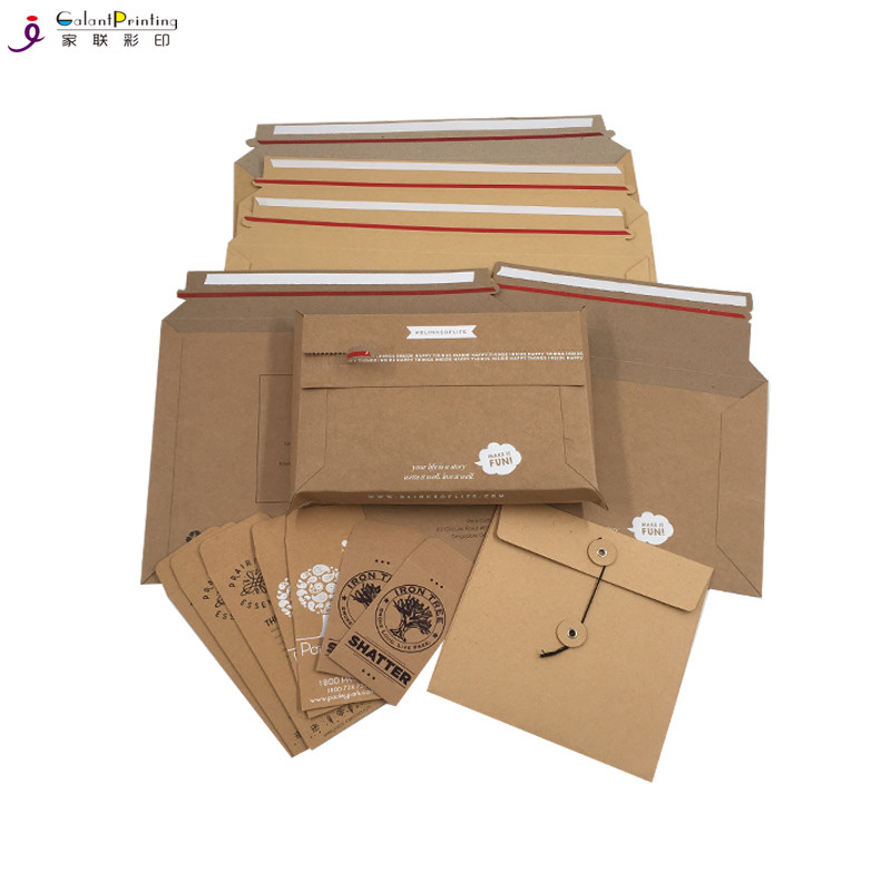 China A5  Envelope Printing Services Rigid Kraft Cardboard Mailers Envelopes With Self Adhesive factory