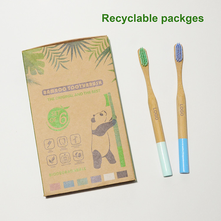 China ISO 100% Biodegradable Bamboo Charcoal Toothbrush Family Set 6pcs OEM factory