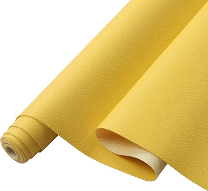 Quality 0.5mm Yellow PVC Artificial Leather PVC Faux Leather Fabric For Bag Material for sale