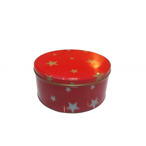 Quality Cylindroid Popcorn Tin Cookie Containers With Red Cover / Lid for sale