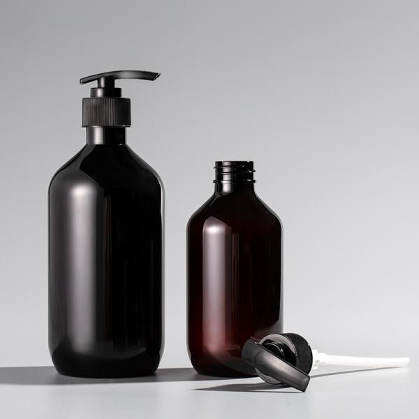 Quality 400ml 500ml 16oz Dark Black Plastic Shampoo Bottle Dispenser 32 Oz 1000ml 1 Litre Shampoo Bottle Pump for sale