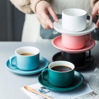 China Colorful thick body new cappuccino cup and saucers ceramic coffee cup saucer latte cup drinkware factory