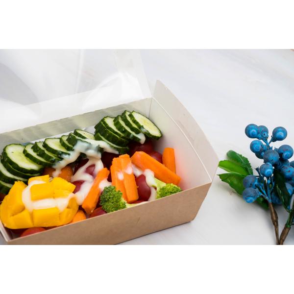 Quality Fast Food Kraft Paper Take Out Boxes Salad Kraft Package Box With Window for sale