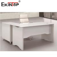 China White L Shape Tempered Glass Computer Desk Office Furniture Working Table factory