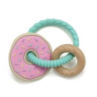 China OEM Natural Beech Wood BPA PVC Free Silicone Wood Teether For Toddlers for sale